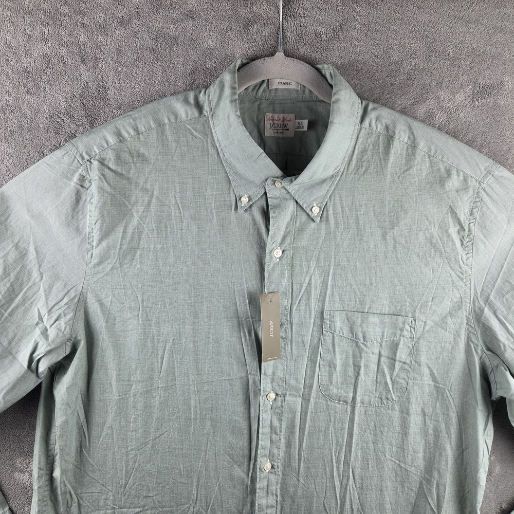 NWT J Crew Secret Wash Classic Fit Green Cotton Poplin Oxford Shirt Mens XL - Picture 5 of 13